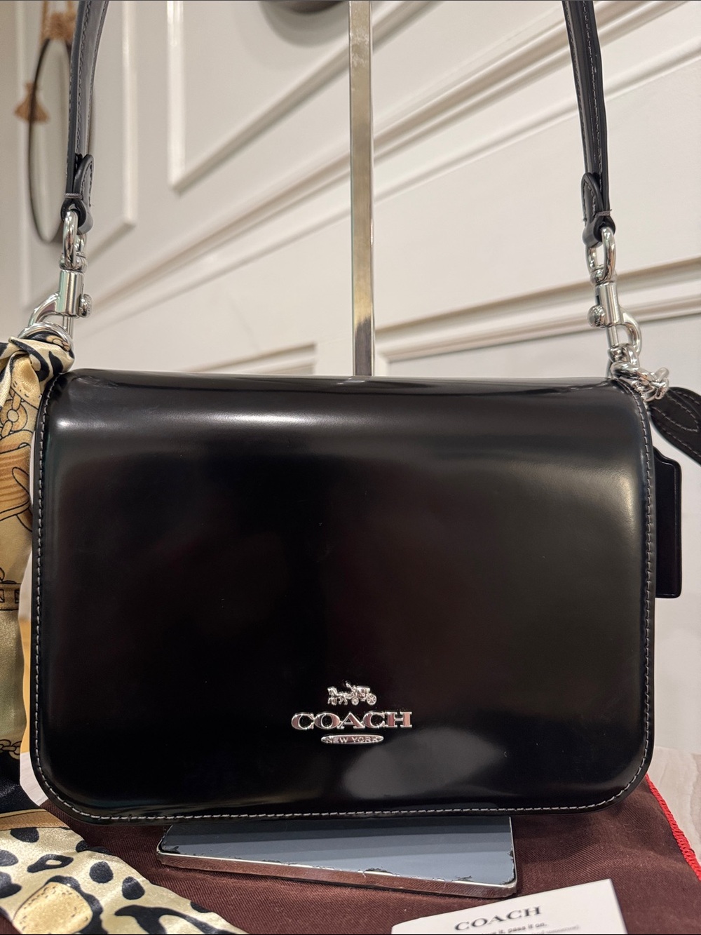 COACH Bag Quinn Black Patent Leather Crossbody Shoulder Satchel Bag NWOT - Picture 5 of 17